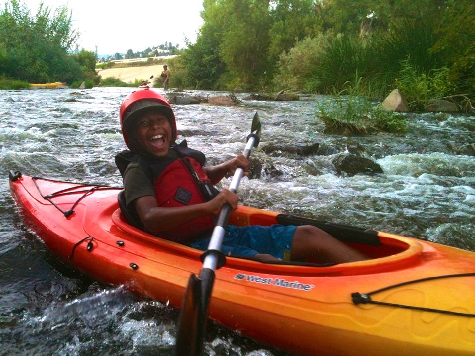 Elysian Valley youth kayaking.