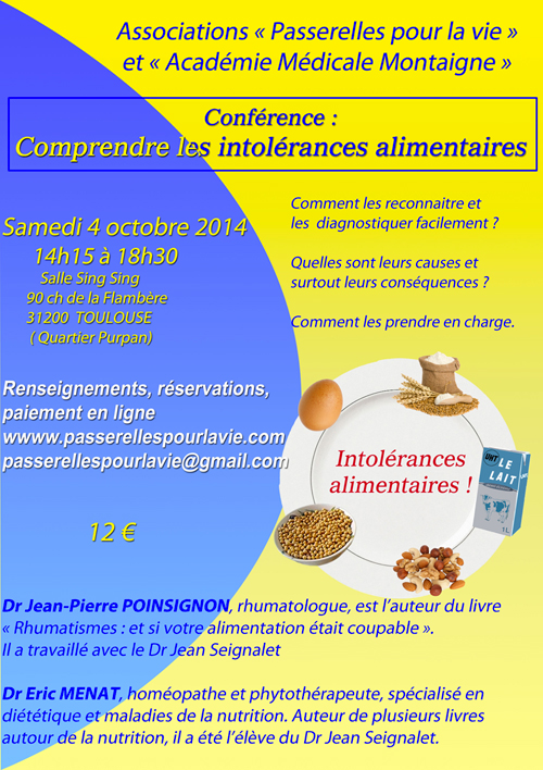 Affiche Conférence Comprendre les intolérances alimentaires