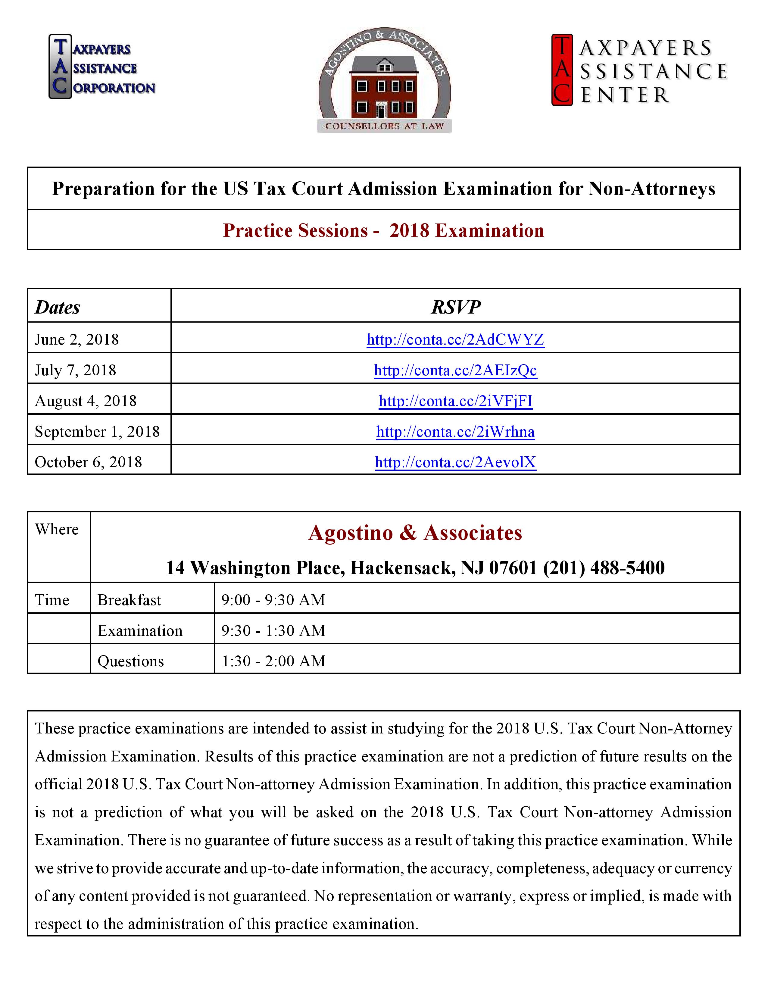Preparation for the US Tax Court Admission Exam Practice Exam 9/1