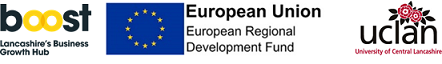 Boost, ERDF and UCLan logos