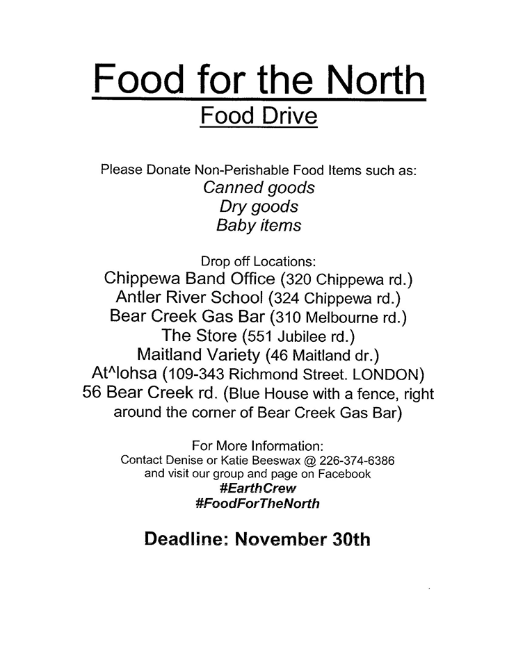 Food for the North Food Drive Chippewas of the Thames