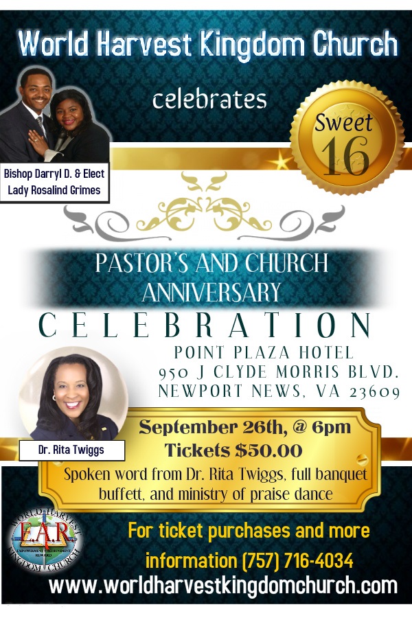 WHKC Sweet 16 Pastor  Church Anniversary (Black,White  Gold Affair)