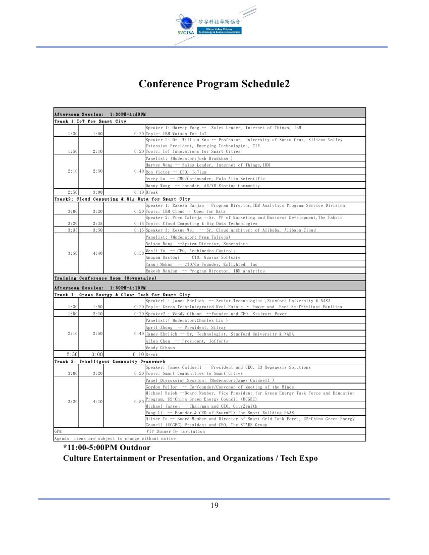 Program Schedule Of Conference