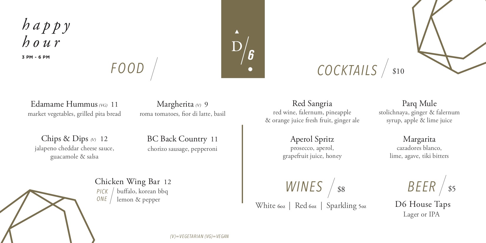 Happy Hour menu