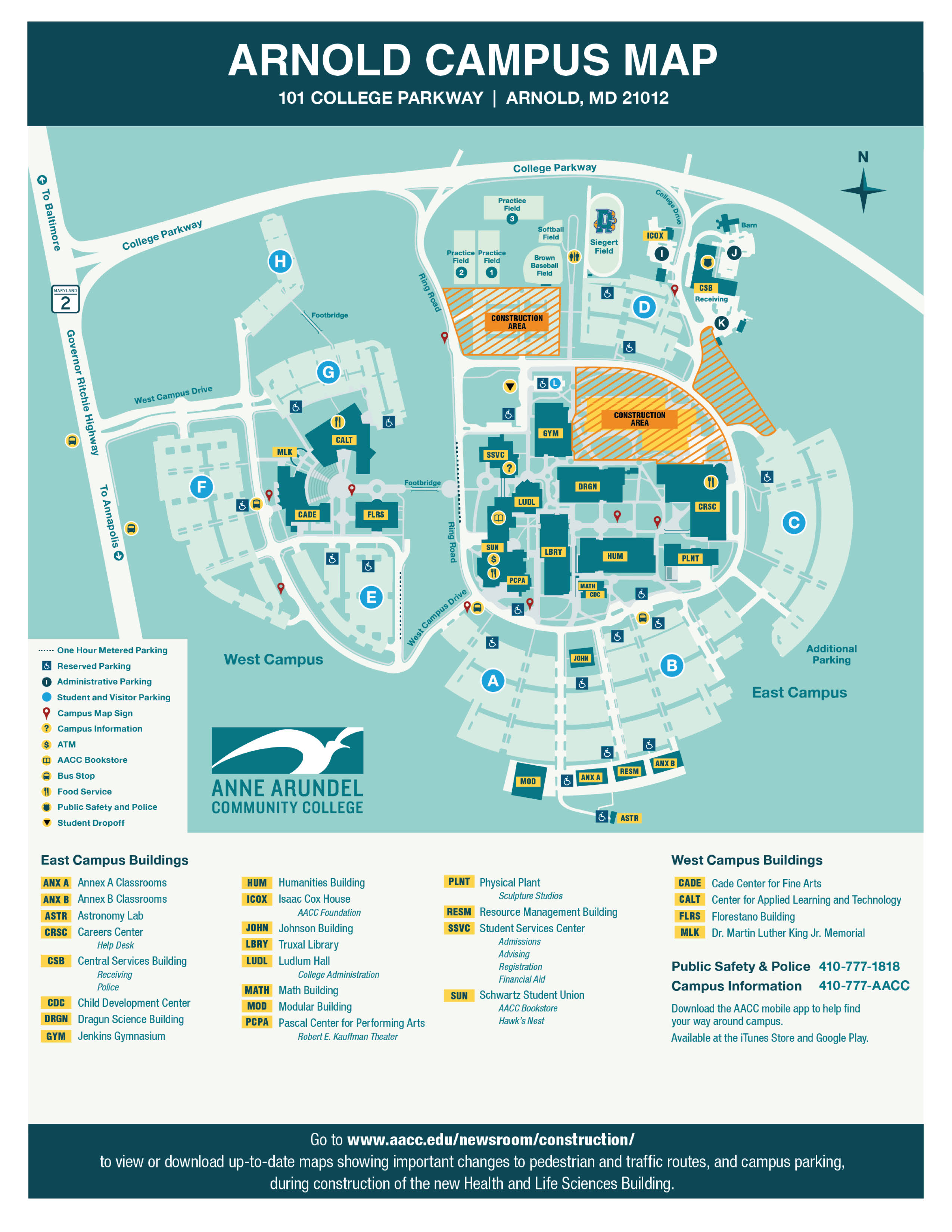 Anne Arundel Community College Campus Map Oconto County Plat Map   Arnoldcampusmapstandard 