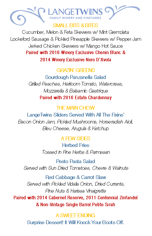 Big Red Night Dinner Menu