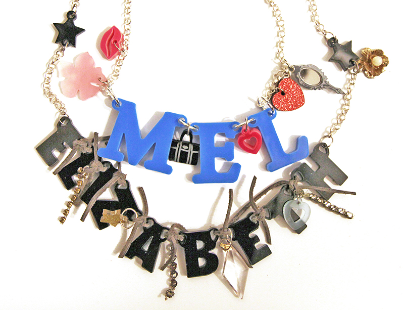 Name Necklace from Perspex Acrylic upcycled materials