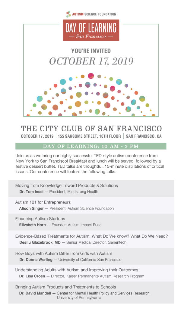 A Year Of Autism Science From Autism >> Autism Science Foundation Day Of Learning West Tickets Thu Oct 17 A Year Of Autism Science From Autism >> Autism Science Foundation Day Of Learning West Tickets Thu Oct 17
