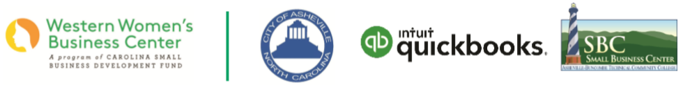 WWBC, City of Asheville, Quickbooks, AB Tech Small Business Center logos