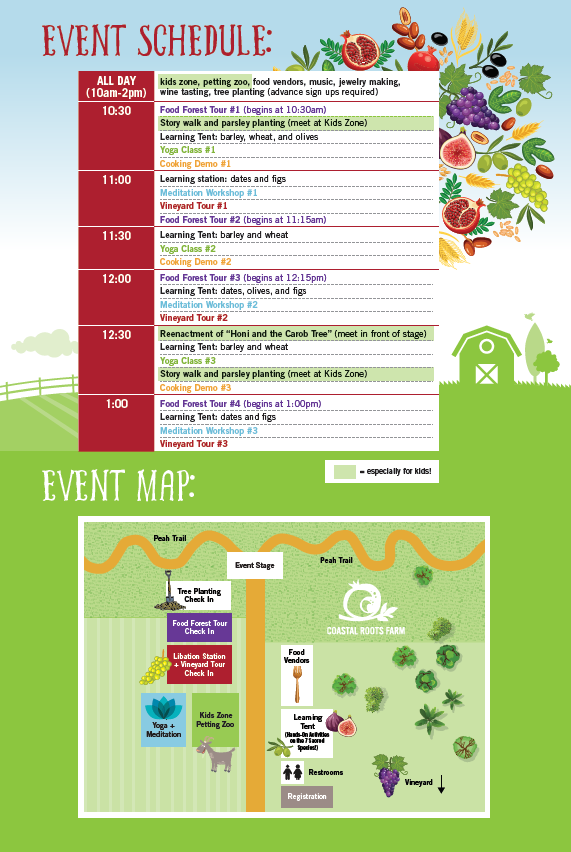 Tu B'shvat schedule of events and map