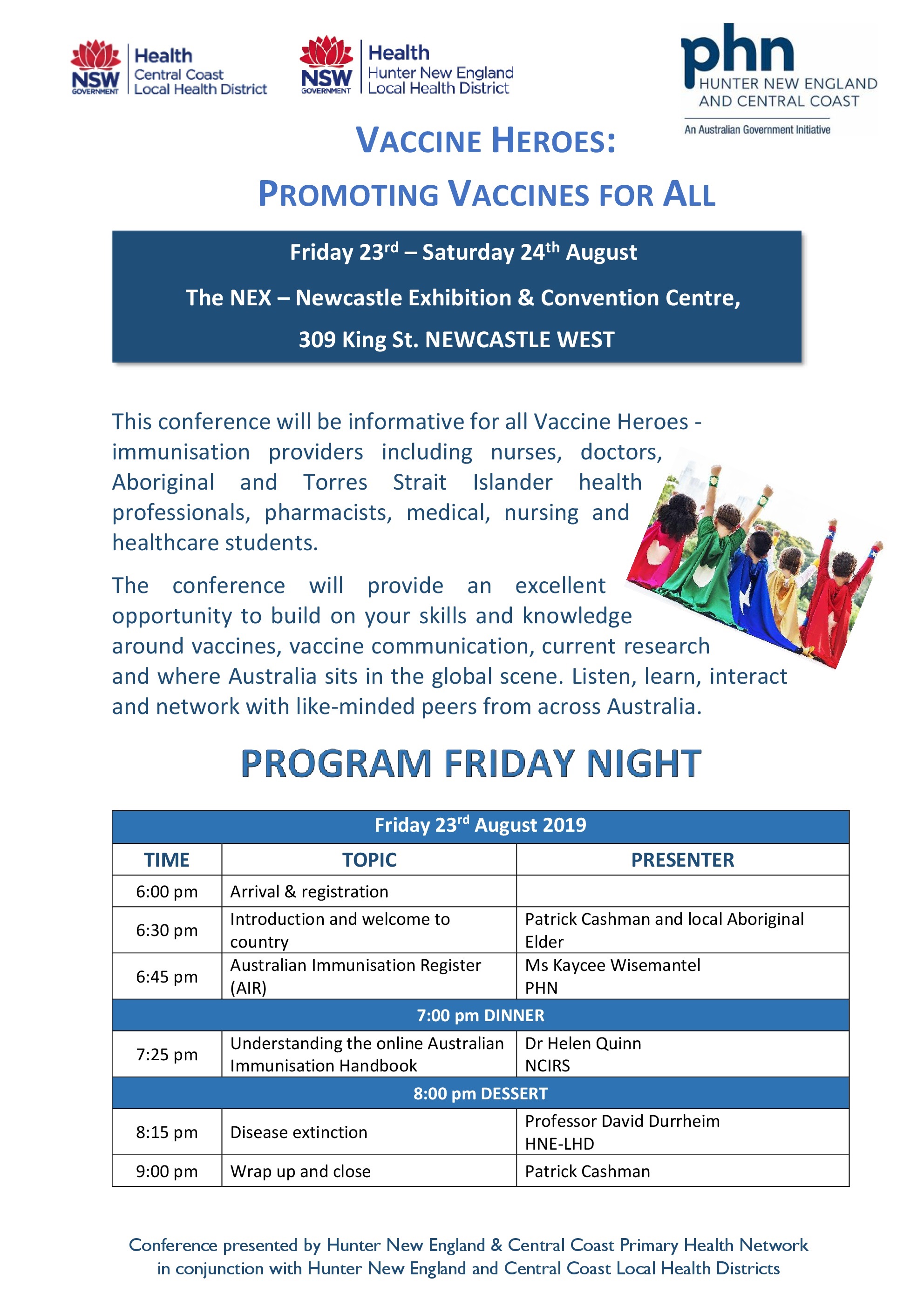 Program Friday 23rd August 2019