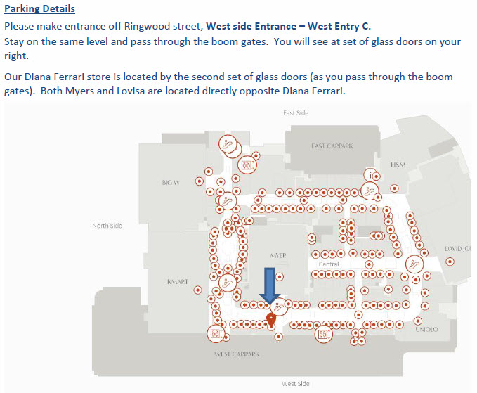 Parking directions - Diana Ferrari Eastland, Ultimate Conferences | TheVenueShop.com fundraising event for Wear For Success