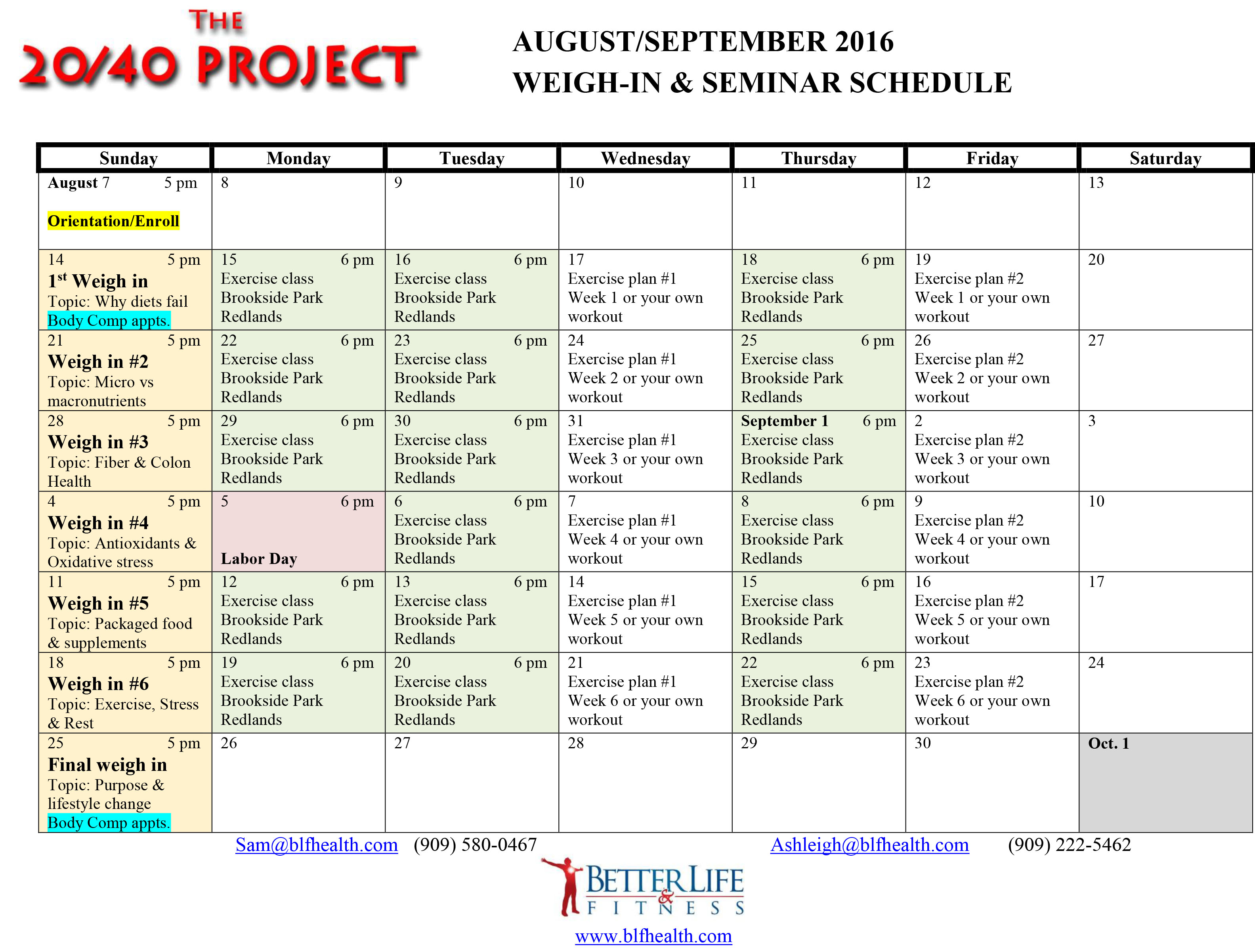 Calendar schedule