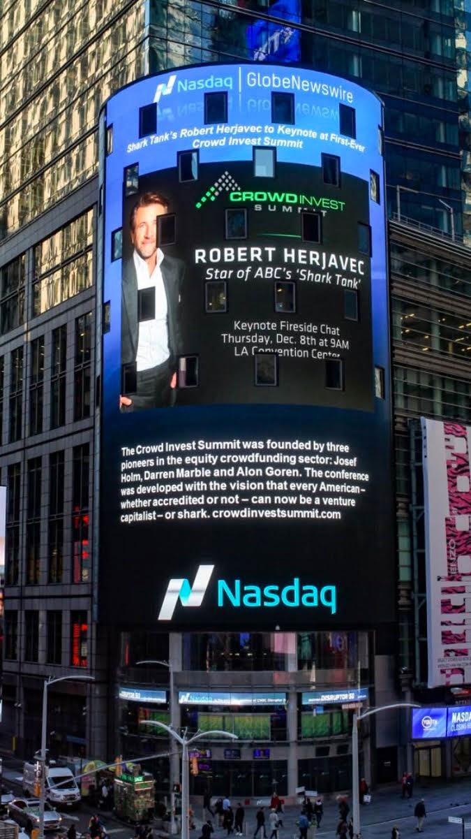 Crowd Invest Summit was featured on the NASDAQ Billboard in Times Square