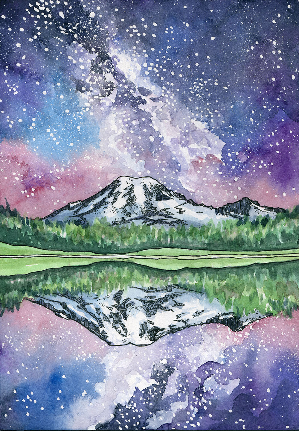 Mount Rainier, Watercolor – pasc-gallery