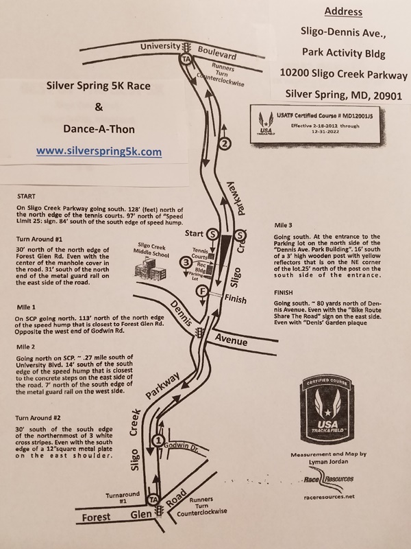 Silver Spring 5K Course Map