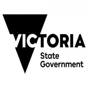 The words Victoria State Government in black text