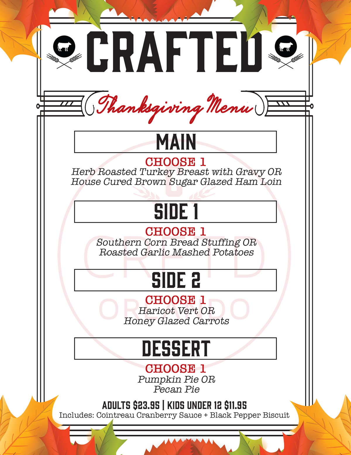 Crafted Thanksgiving Menu
