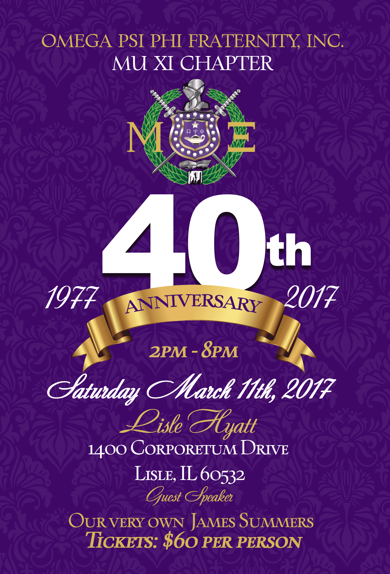 40th Anniversary Flyer for Mu Xi Chapter