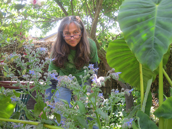 Ruth Poe in the garden