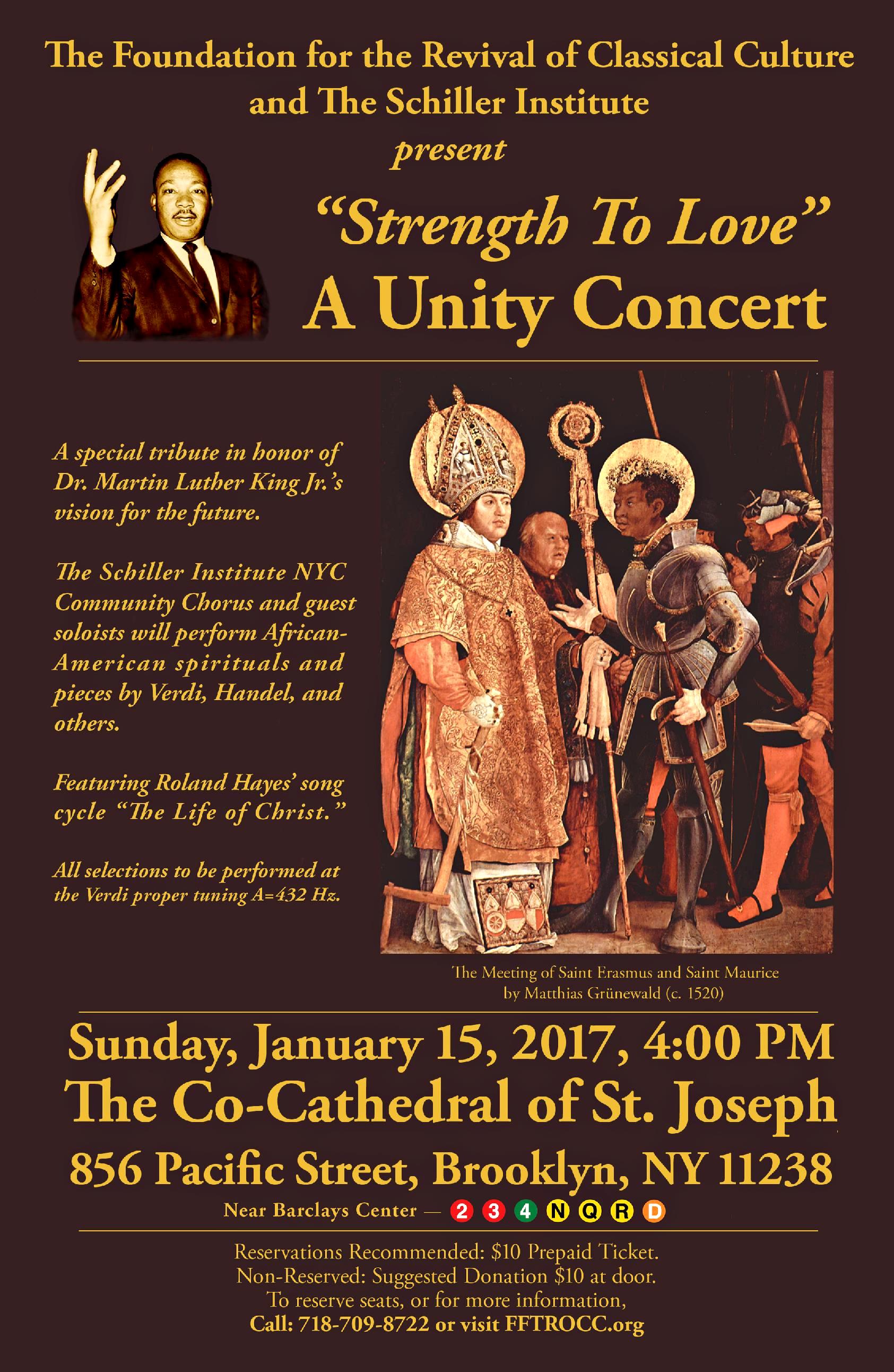 Poster advertising the January 15, 2016 Concert