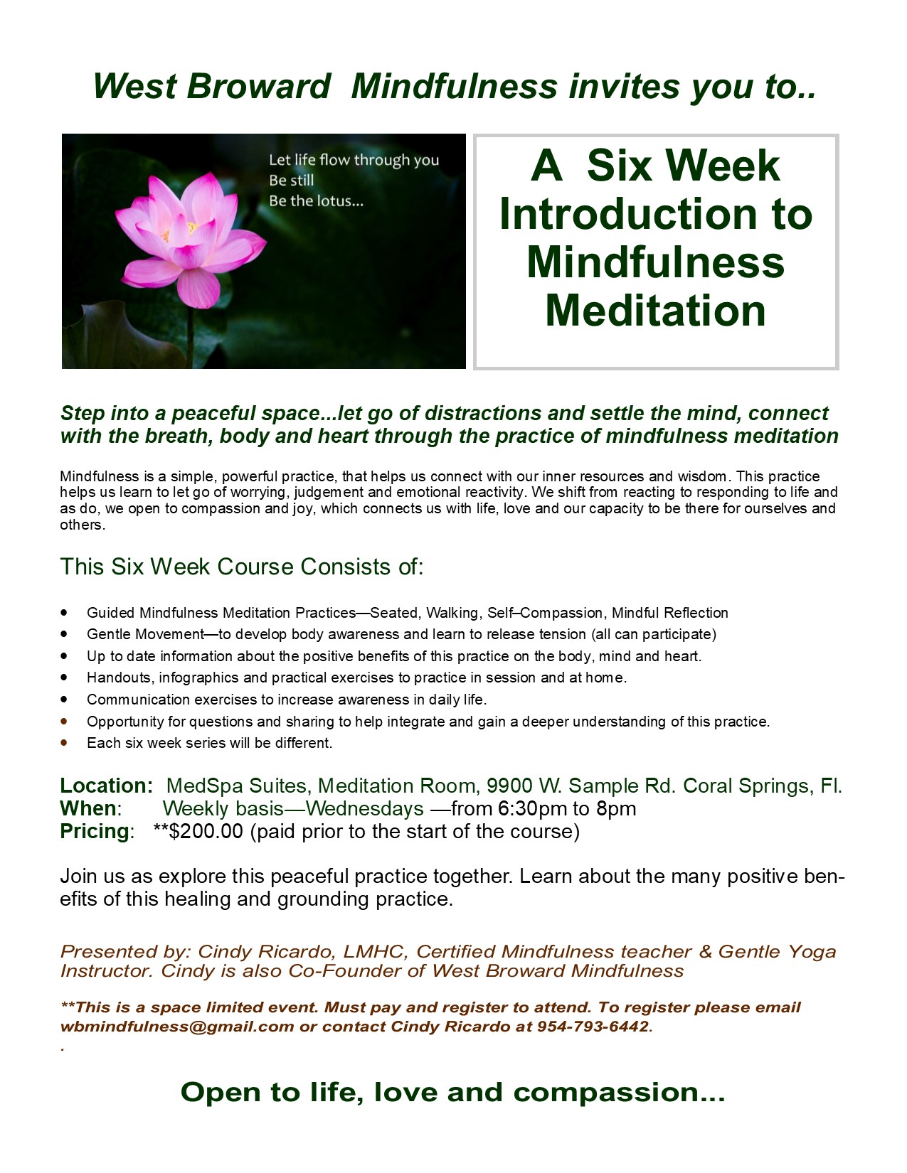 Introduction To Mindfulness Meditation 6 Week Course 3 Apr