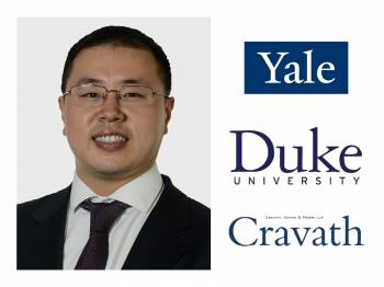 Timothy Y. Shih with Yale University logo, Duke University logo, and Cravath, Swine & Moore LLP logo.
