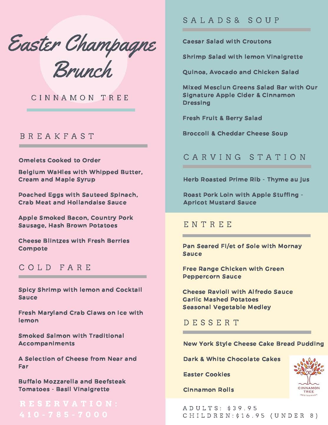 Easter Brunch with Bunny Menu - Baltimore Hunt Valley