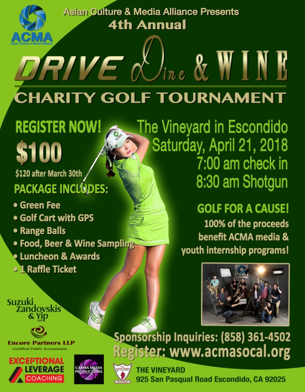 Fun and social charity golf tournament featuring Asian food, beer and wine tasting