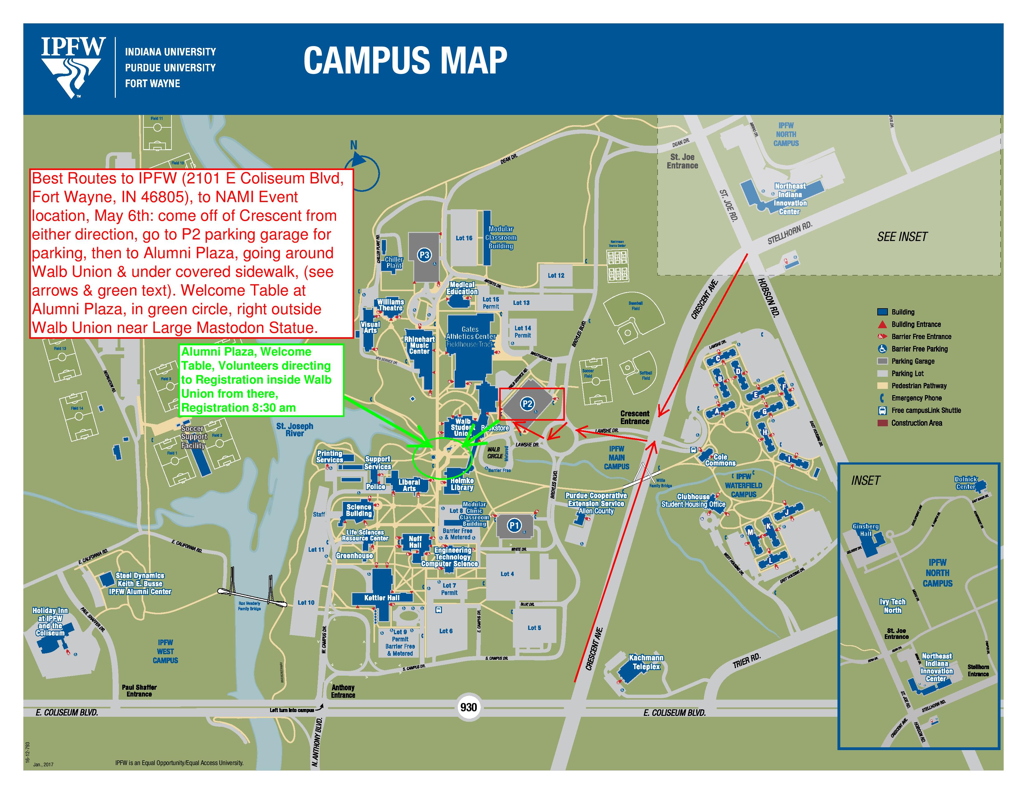 IPFW Campus Color Directions