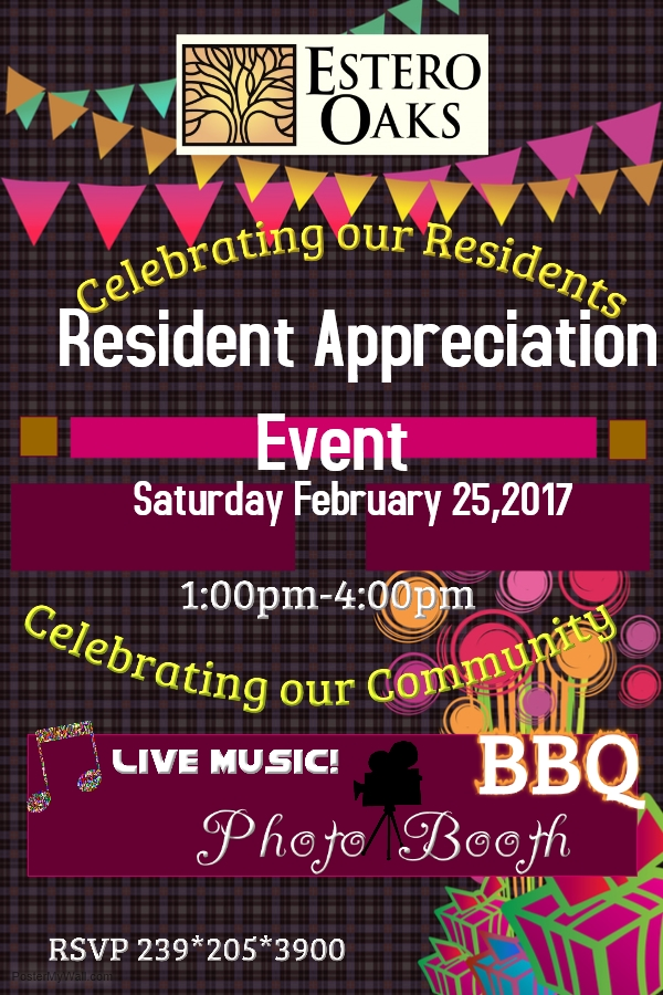 Estero Oaks Resident Appreciation Event Tickets Sat Feb 25 2017 At 1 00 Pm Eventbrite Resident Appreciation Week Flyer Template