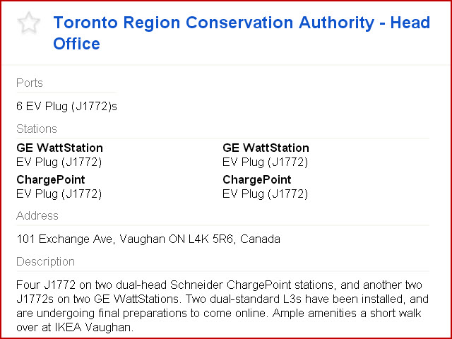 Toronto Region Conservation Authority - Head Office - PlugShare Info