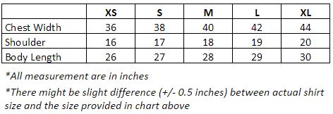 Oversize Shirt Size Chart