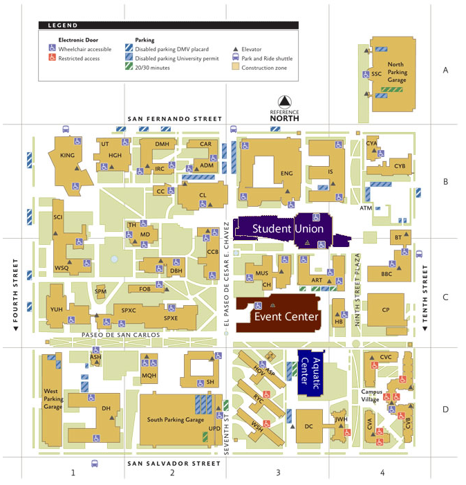 The student union building is indicated on the map.