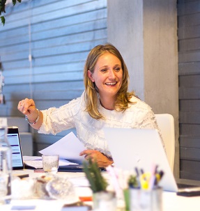 Anke tijdens de contentworkshop in juni 2017