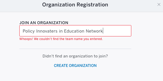 Screenshot of Registration Popup Box