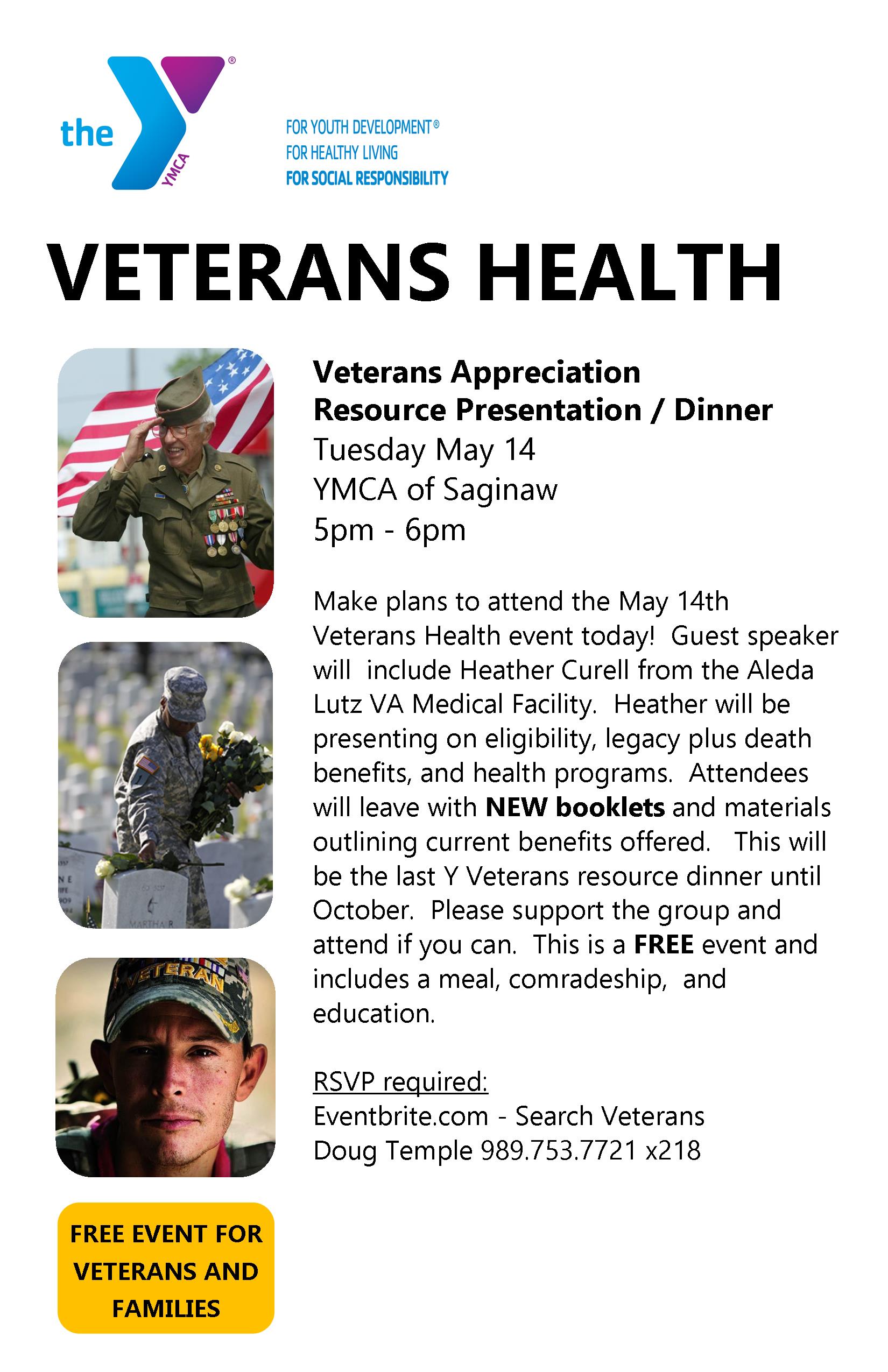 YMCA of Saginaw May 14 Veterans Appreciation Event