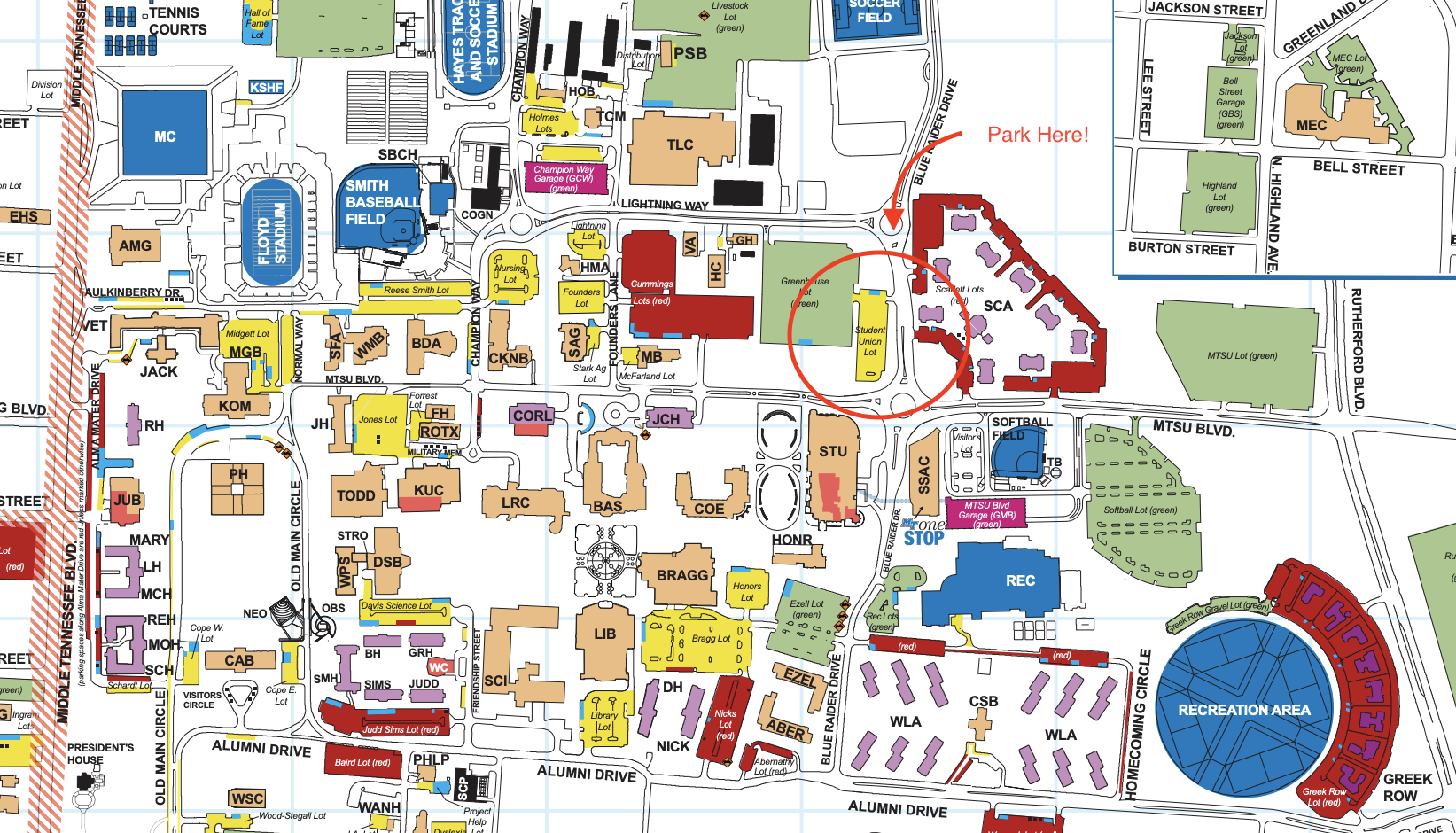 Parking Map MTSU