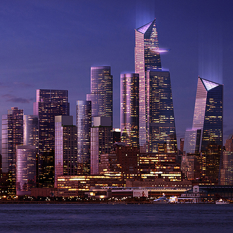 Rendering at Night Hudson Yards Towers