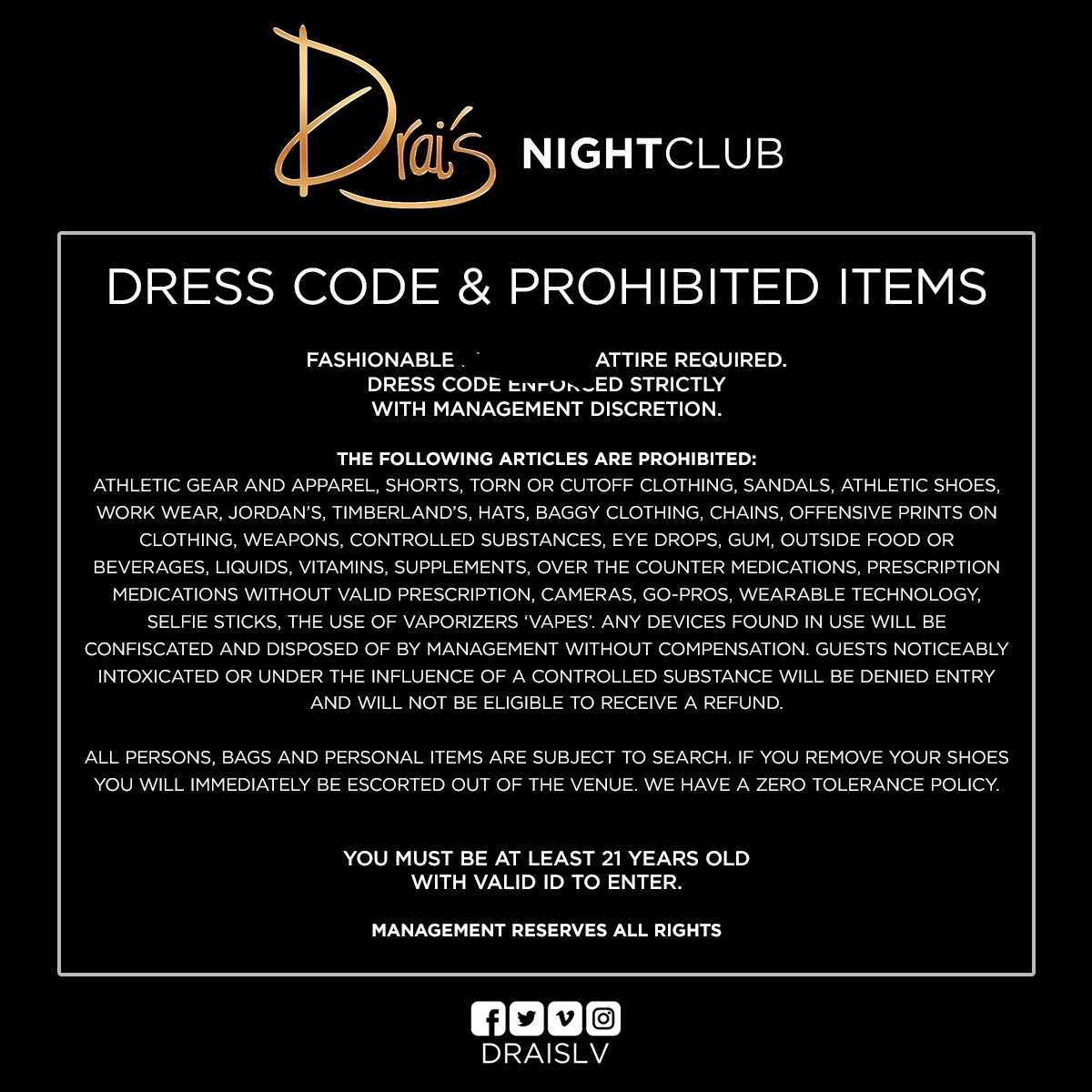 Drai's Nightclub Dress Code