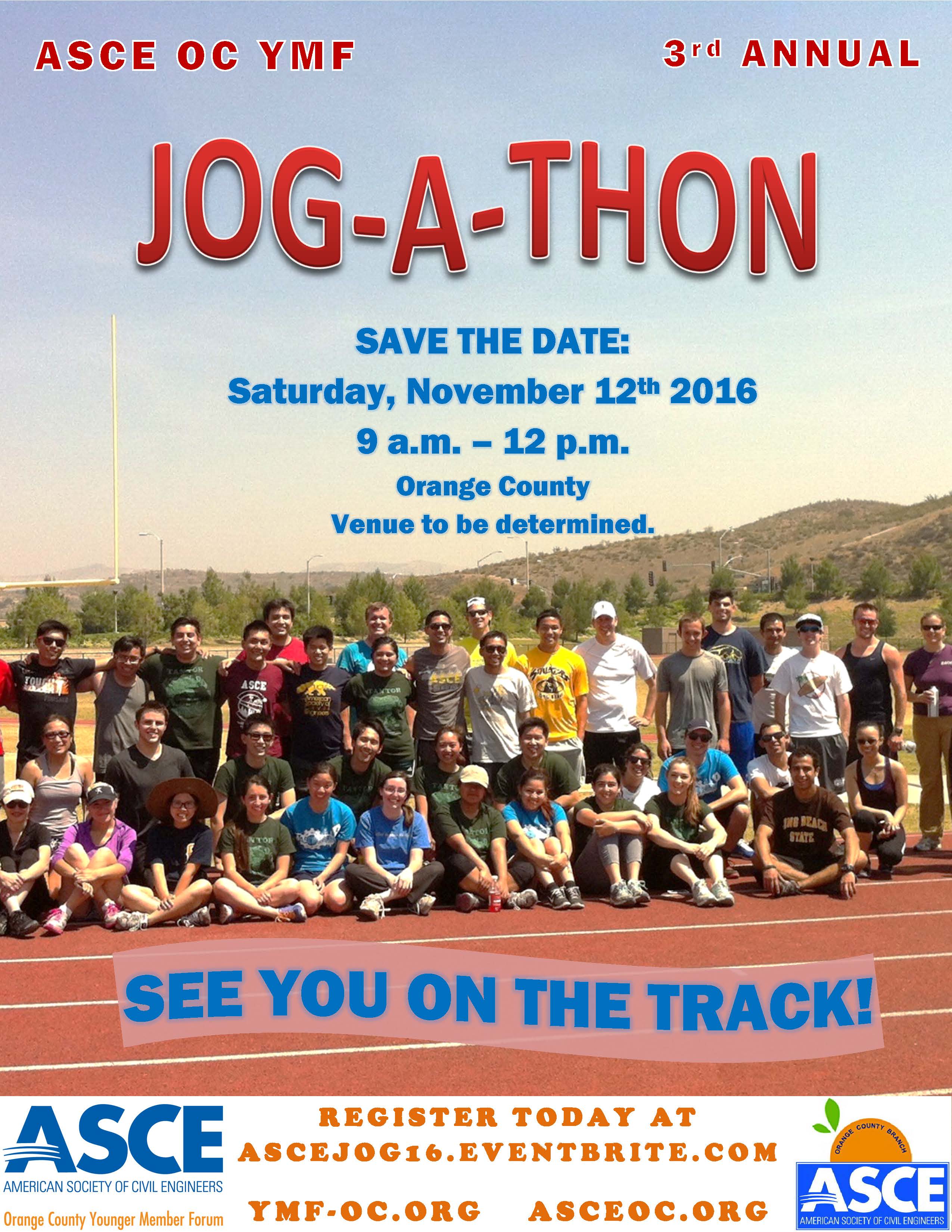 2016 ASCE 3rd Annual JogAThon Tickets, Sat, Nov 12, 2016 at 900 AM