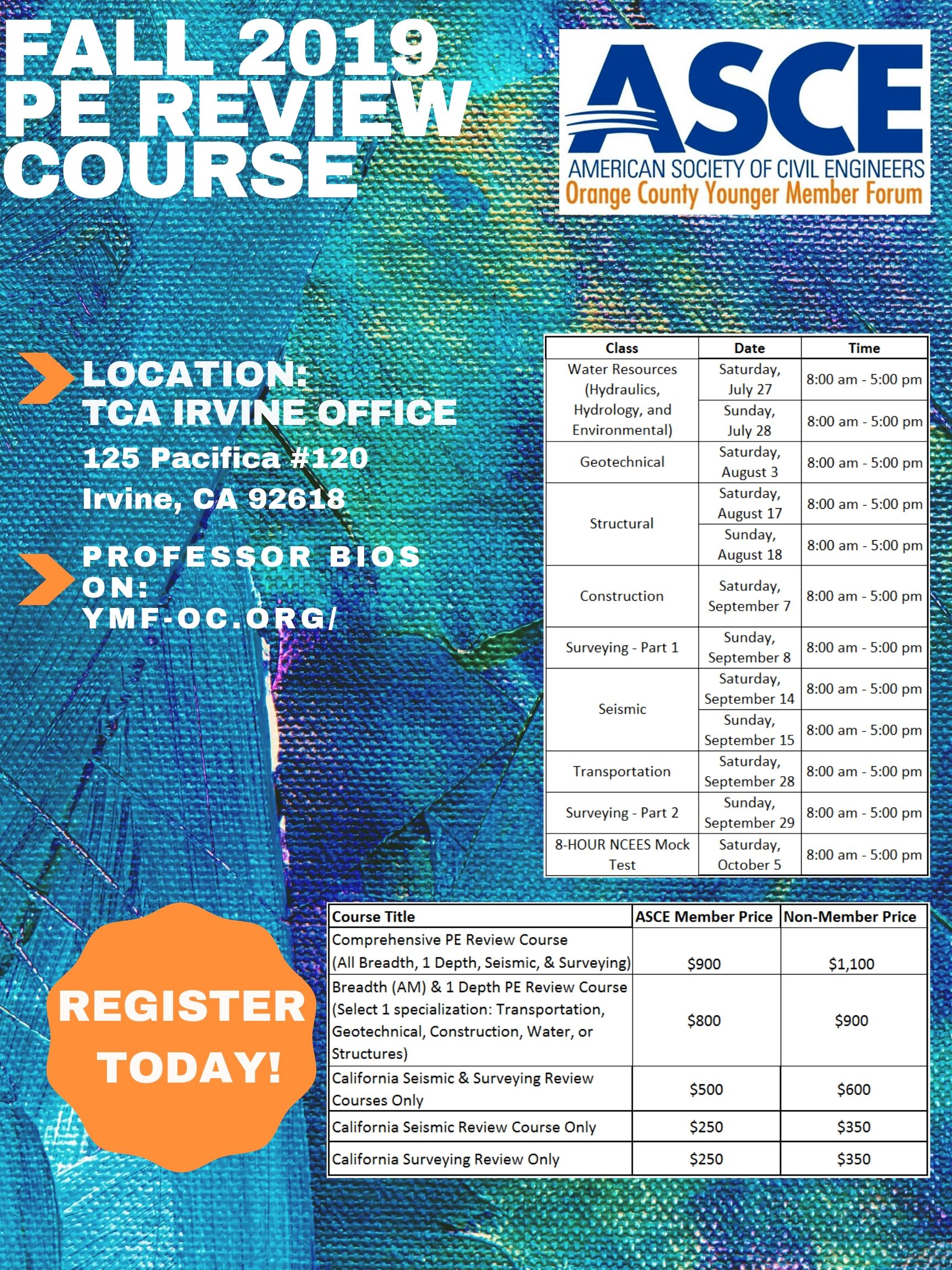 ASCE OC YMF Fall 2019 PE Review Course 27 JUL 2019