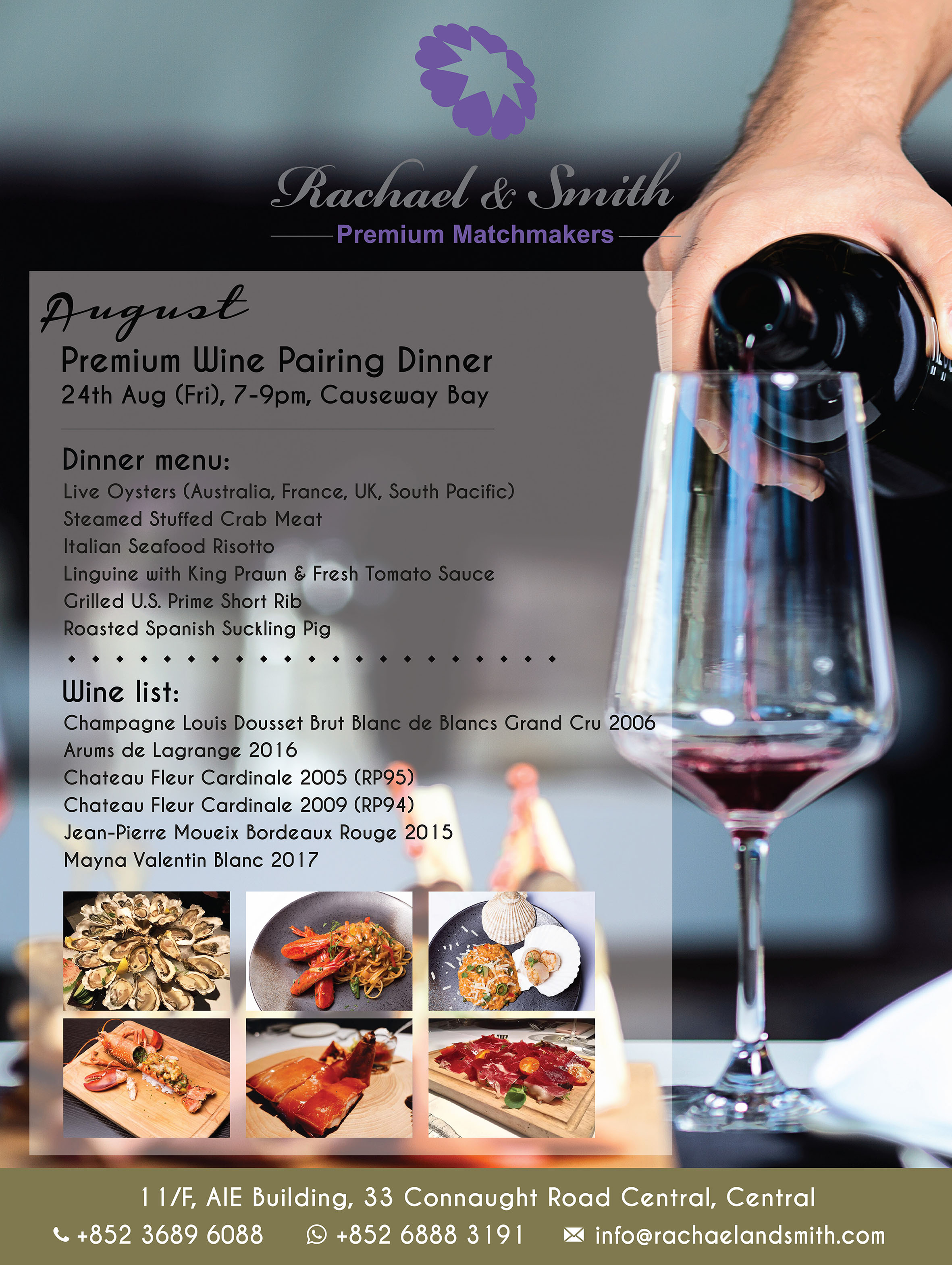 Rachael & Smith, Premium Matchmakers, Premium Dinner,fine wine, wine pairing