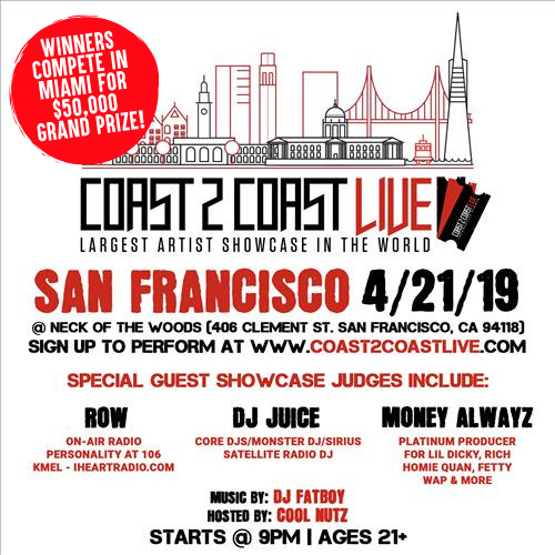 Coast 2 Coast Live Artist Showcase San Francisco Ca 50k Grand