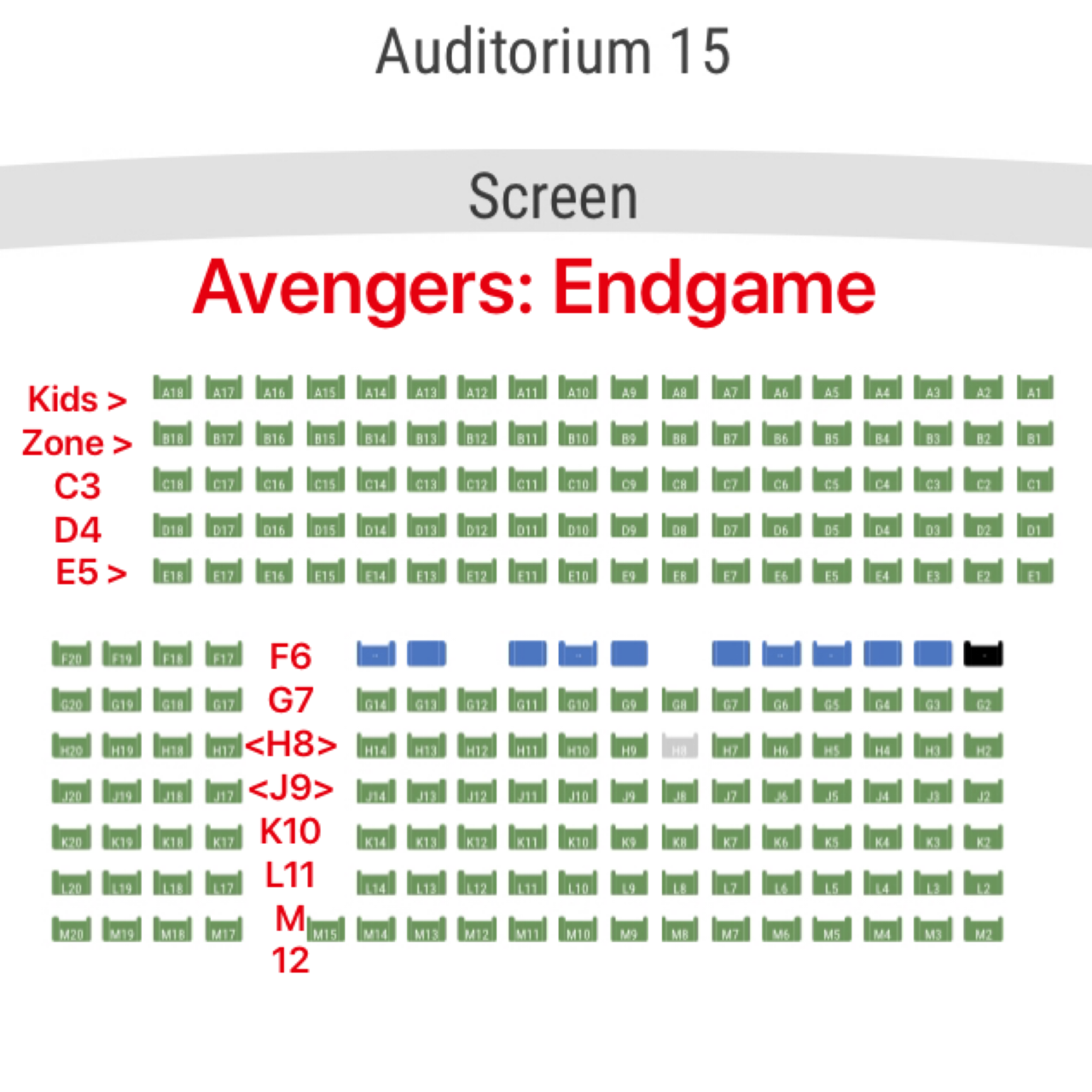 Theater #15 Seating Chart