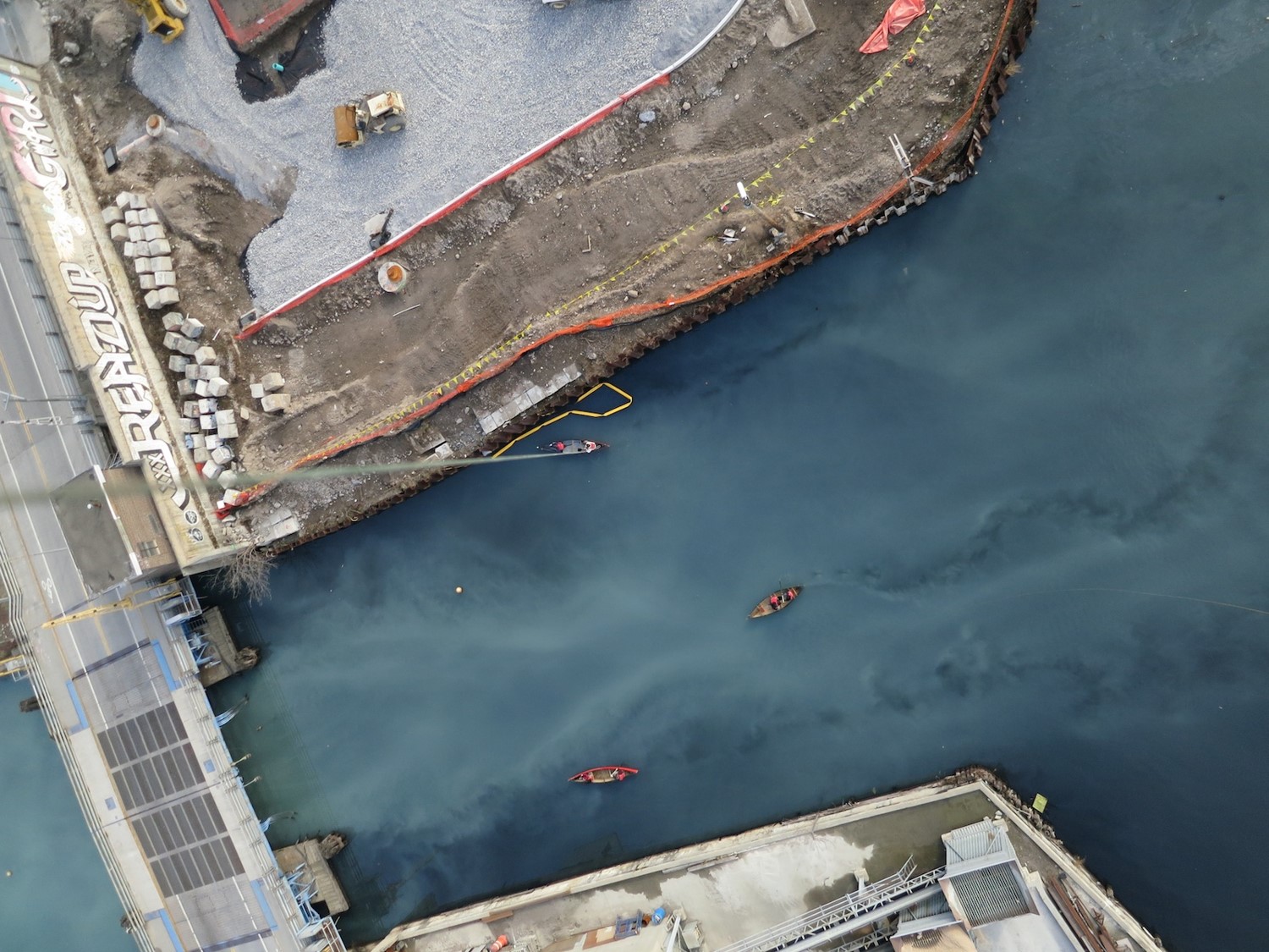 Aerial photograph of the Gowanus Canal in Brookly, NY post hurricane Sandy