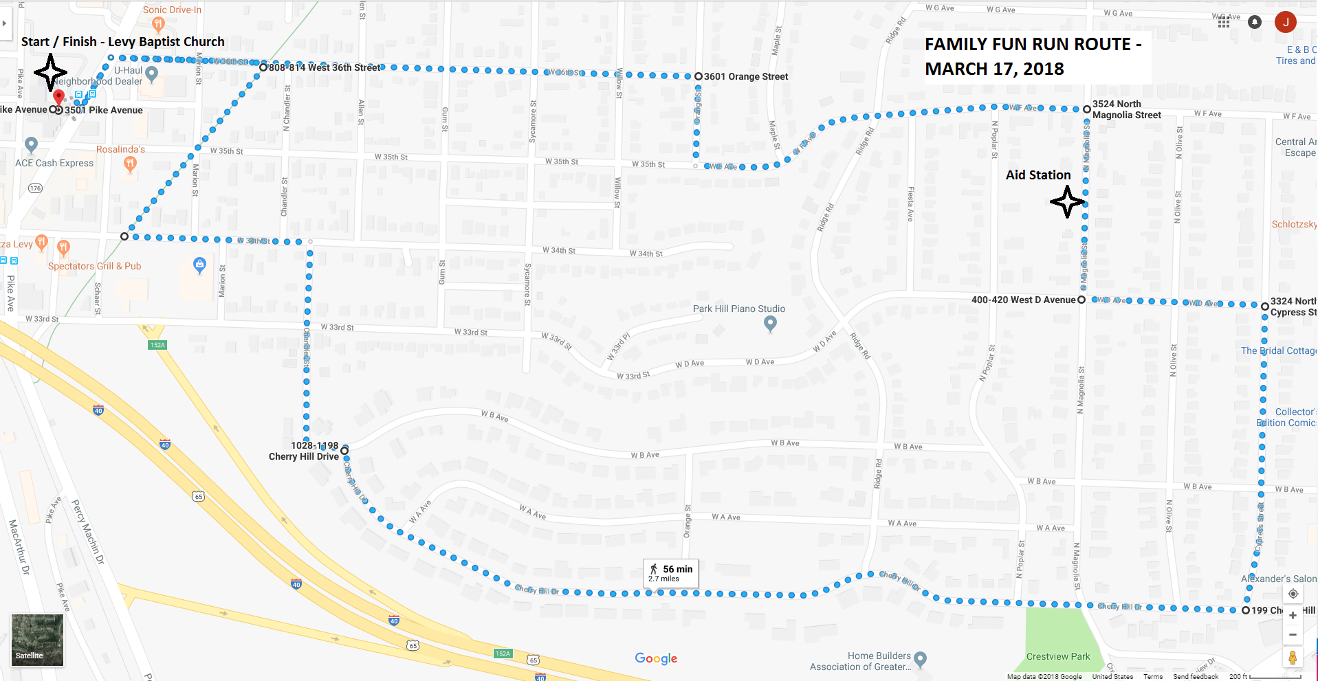 Family Fun Run route