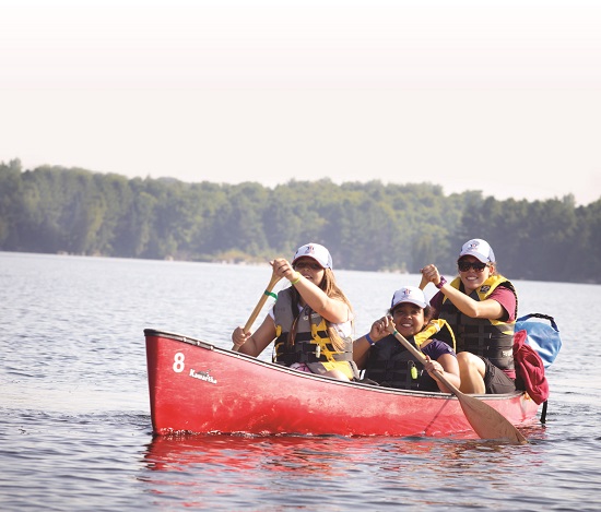 THCF campers paddle a canoe