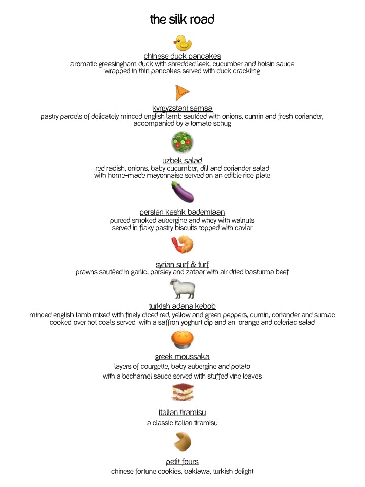 The Silk Road Meat Menu