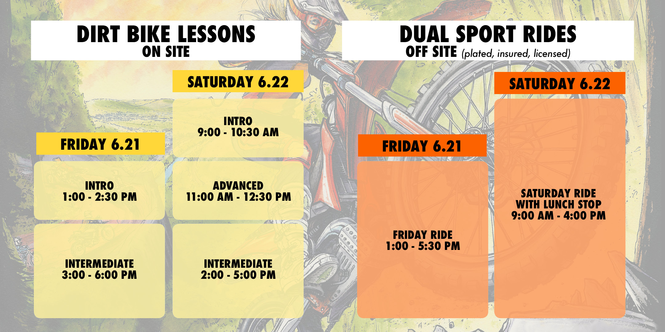 Lesson and Dual Sport Schedule